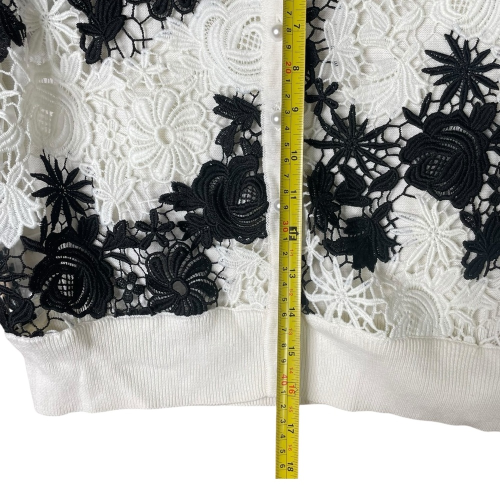 Karl Lagerfeld Paris Cardigan Sweater Women White Lace Floral embroidered S NWT - Picture 13 of 13